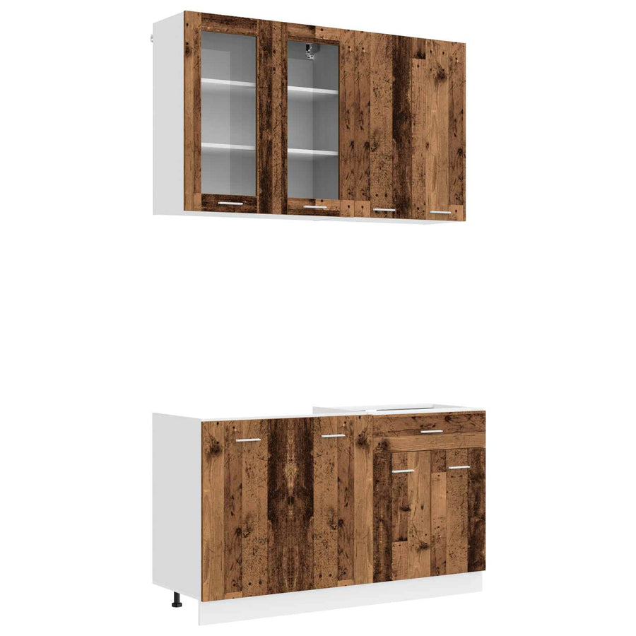 Keukenblok LYON 4 pcs Oud hout Bewerkt hout