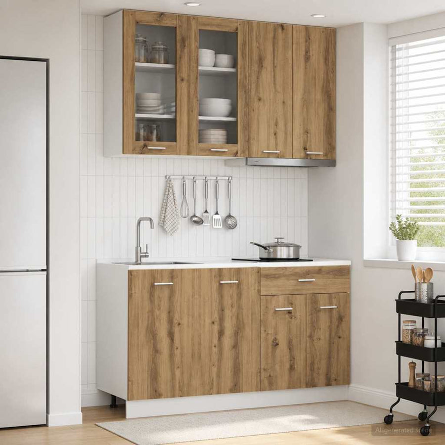 Keukenblok LYON 4 pcs Artisanaal eiken Bewerkt hout