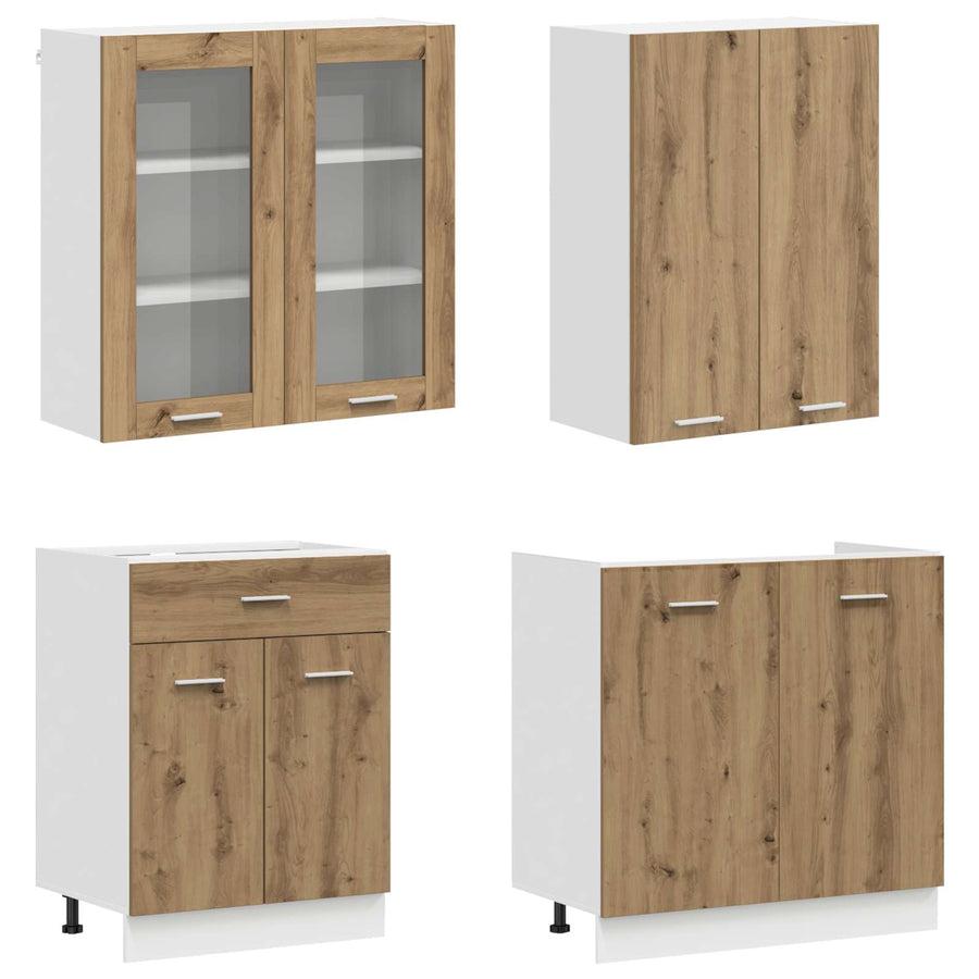 Keukenblok LYON 4 pcs Artisanaal eiken Bewerkt hout