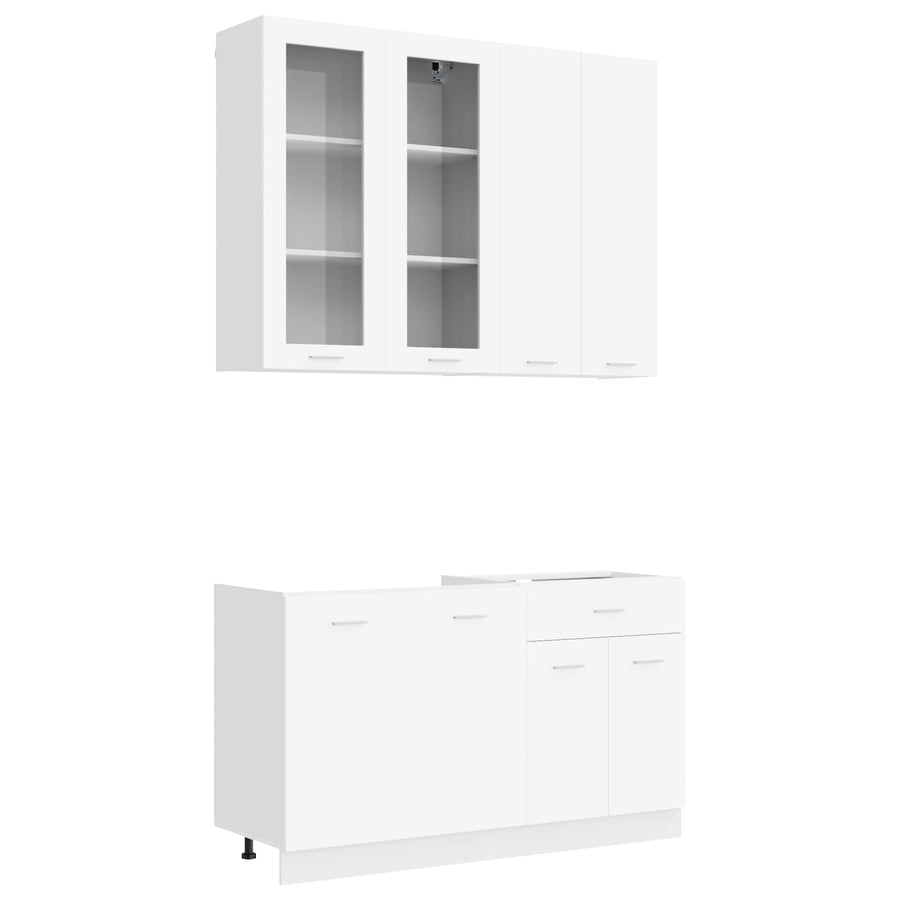 Keukenblok LYON 4 pcs Wit Bewerkt hout