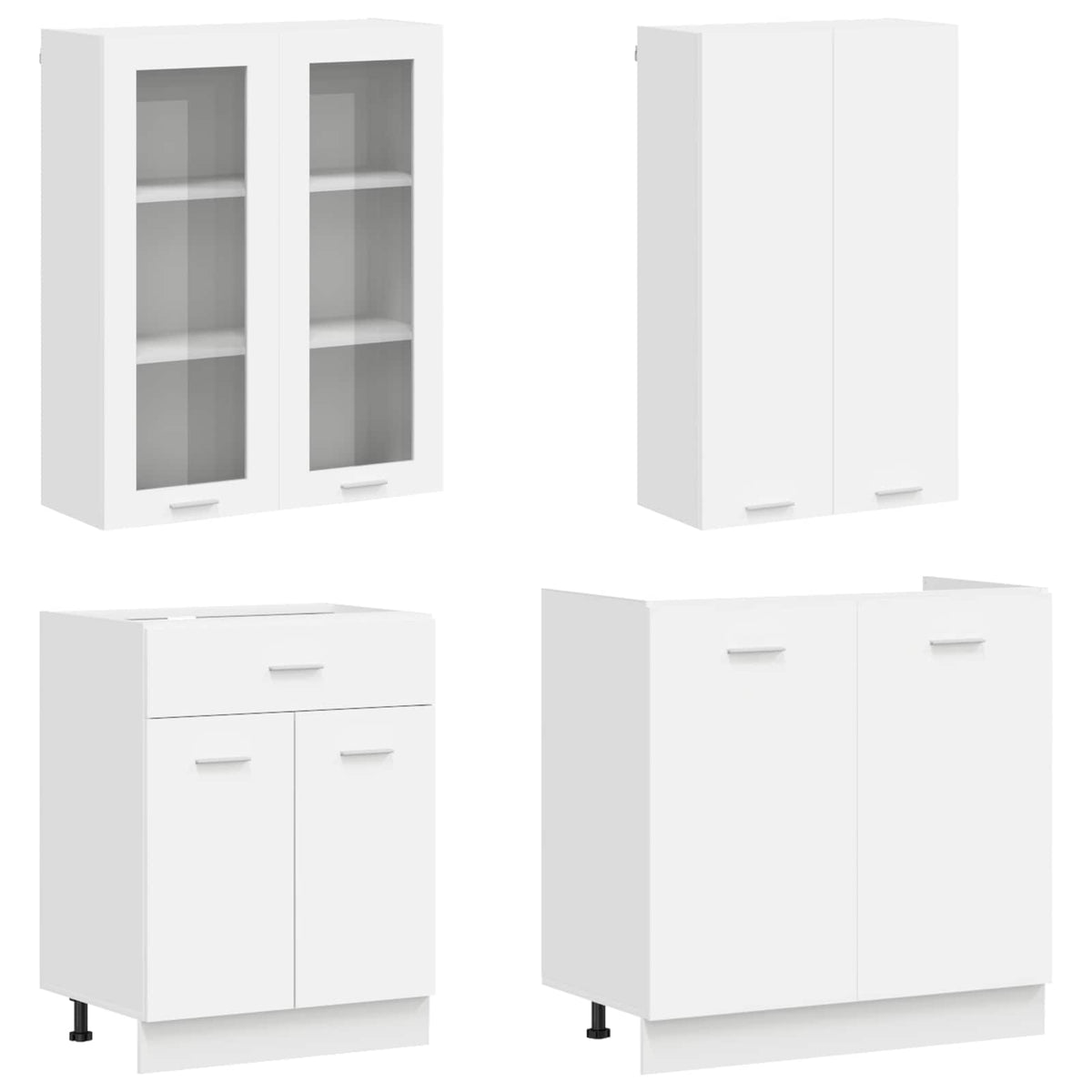 Keukenblok LYON 4 pcs Wit Bewerkt hout