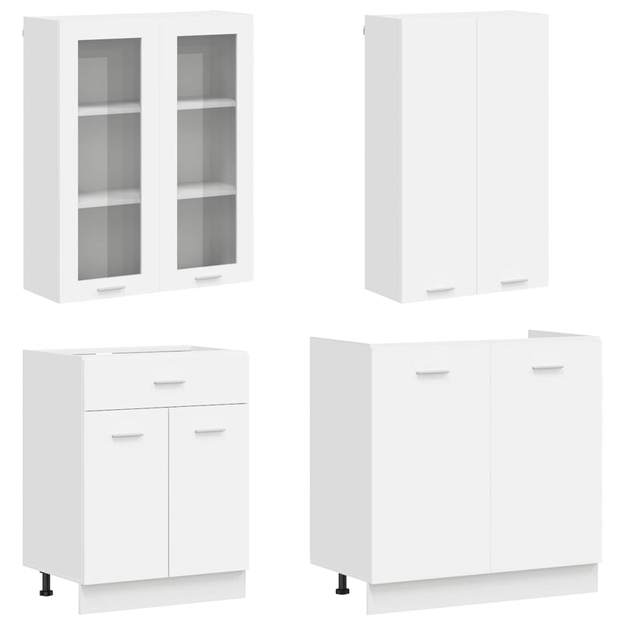 Keukenblok LYON 4 pcs Wit Bewerkt hout