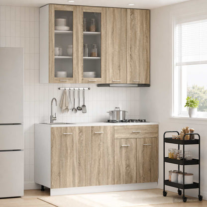 Keukenblok LYON 4 pcs Sonoma Eiken Bewerkt hout