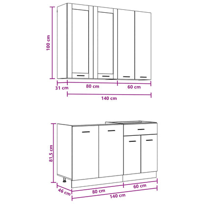 Keukenblok LYON 4 pcs Sonoma Eiken Bewerkt hout