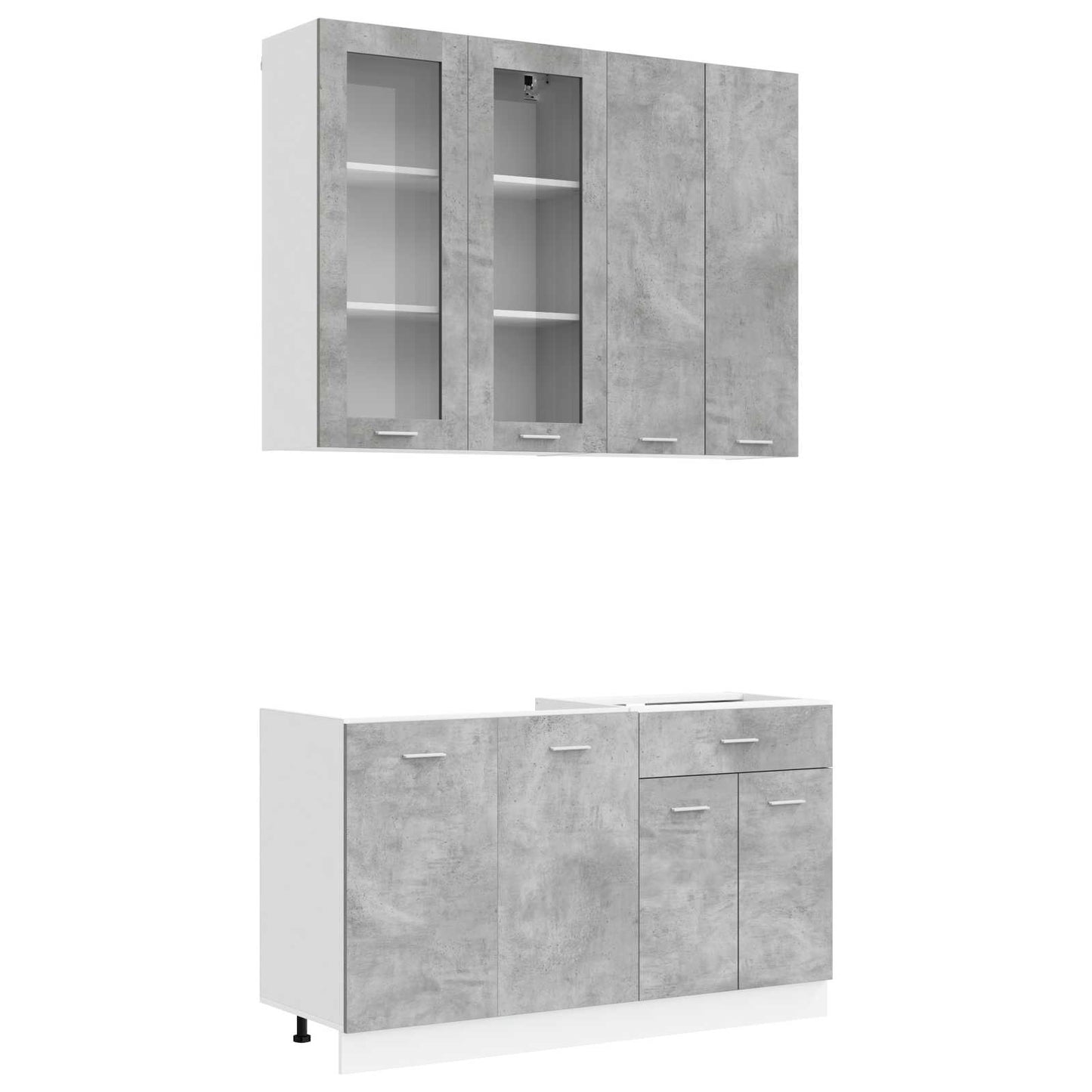 Keukenblok LYON 4 pcs Betongrijs Bewerkt hout