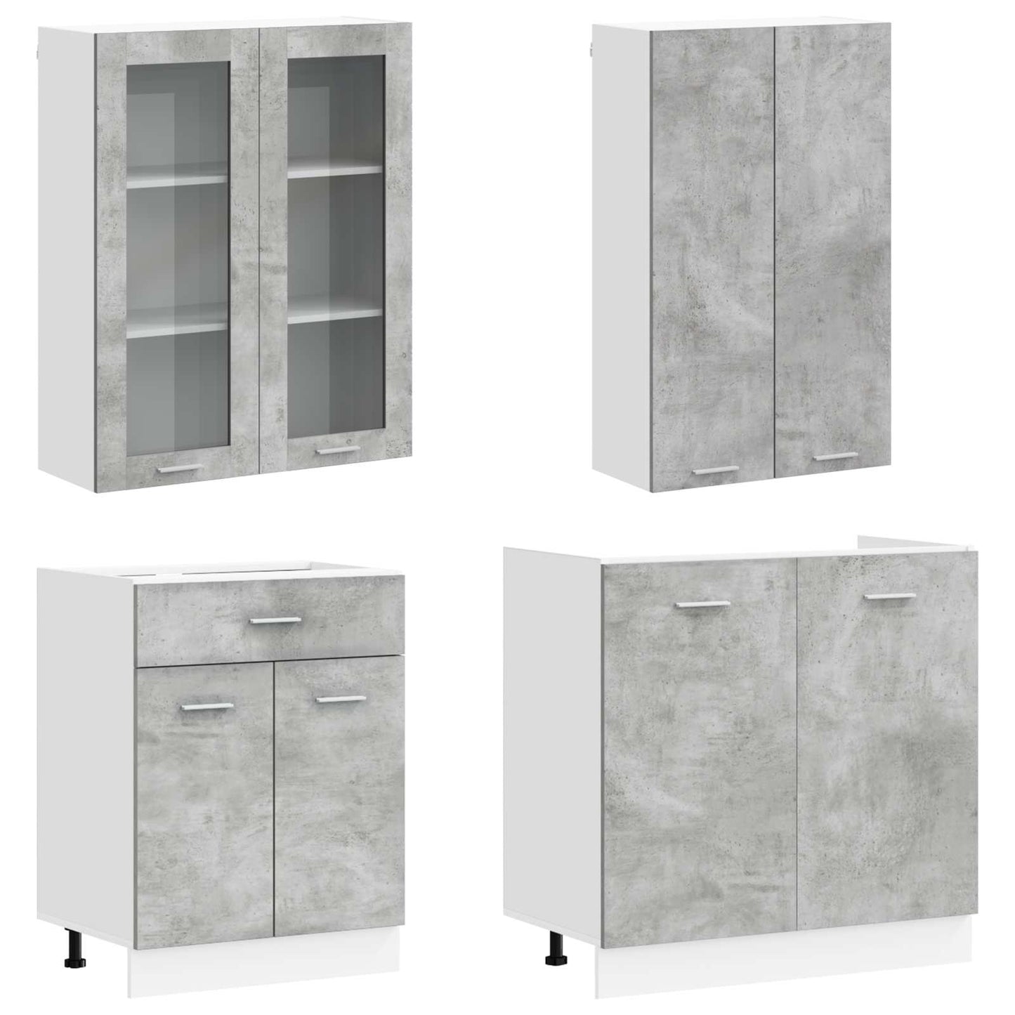 Keukenblok LYON 4 pcs Betongrijs Bewerkt hout