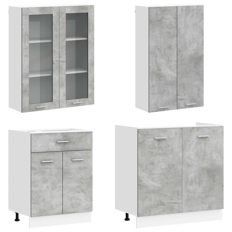 Keukenblok LYON 4 pcs Betongrijs Bewerkt hout