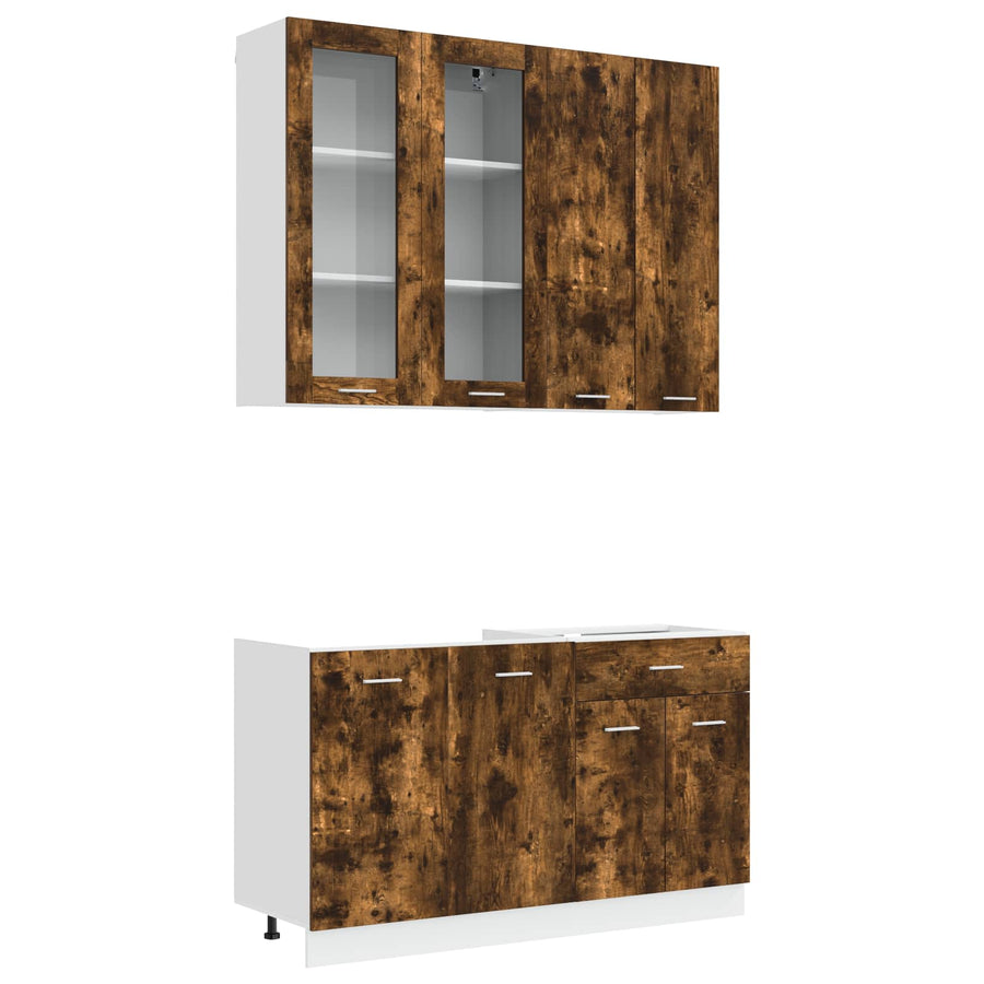 Keukenblok LYON 4 pcs Gerookt eiken Bewerkt hout