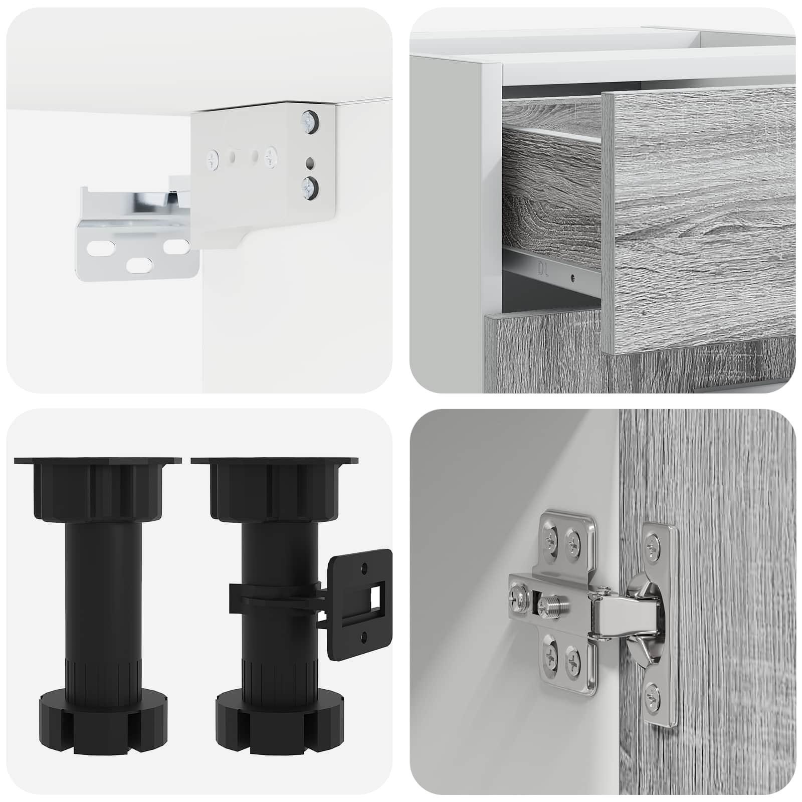 Keukenblok LYON 4 pcs Grijs Sonoma Bewerkt hout