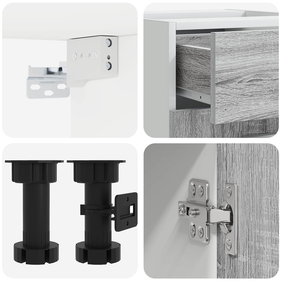 Keukenblok LYON 4 pcs Grijs Sonoma Bewerkt hout