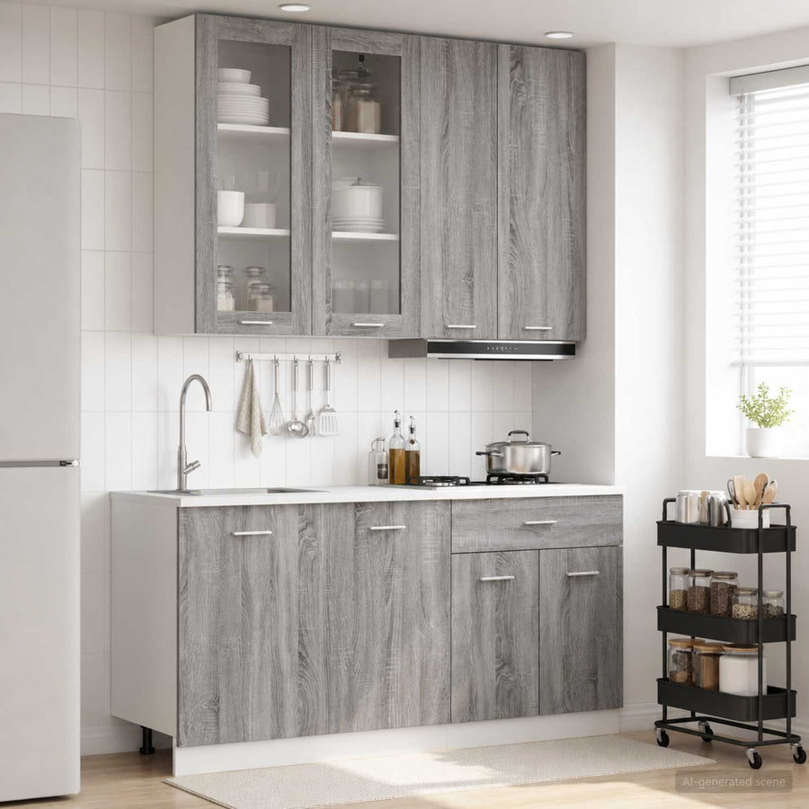 Keukenblok LYON 4 pcs Grijs Sonoma Bewerkt hout