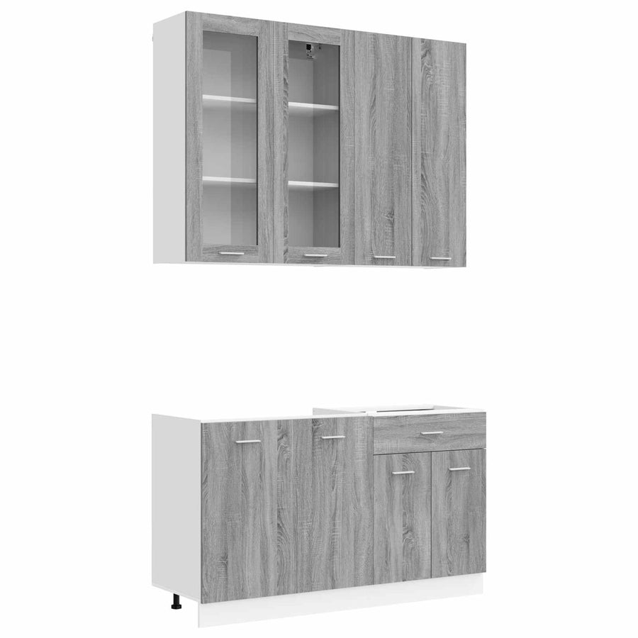 Keukenblok LYON 4 pcs Grijs Sonoma Bewerkt hout