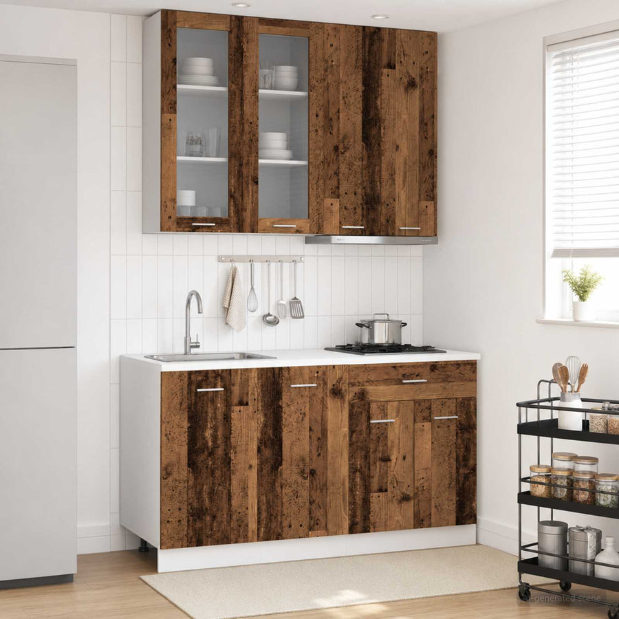 Keukenblok LYON 4 pcs Oud hout Bewerkt hout