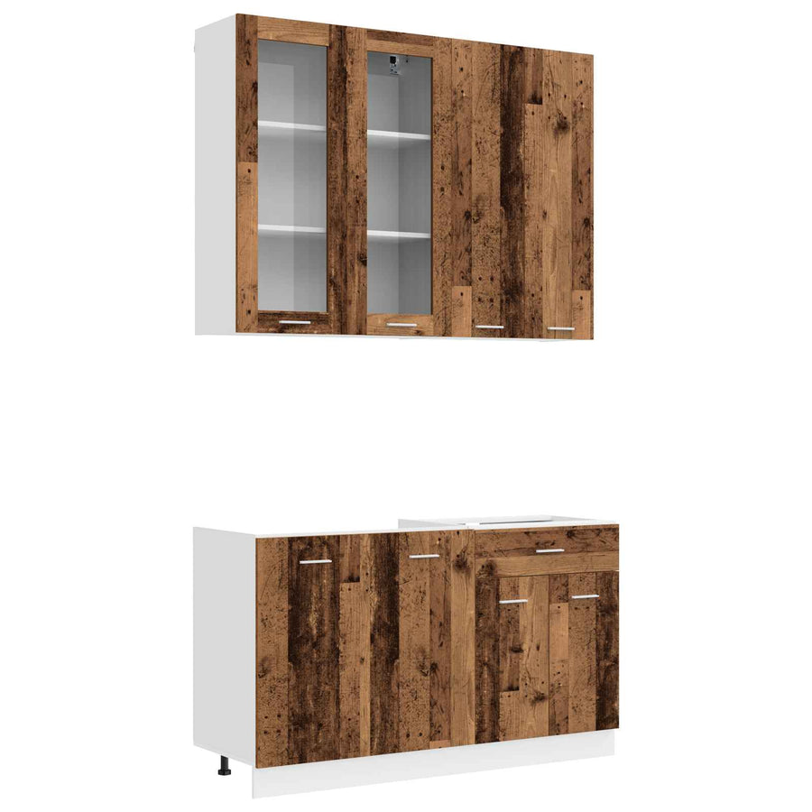 Keukenblok LYON 4 pcs Oud hout Bewerkt hout