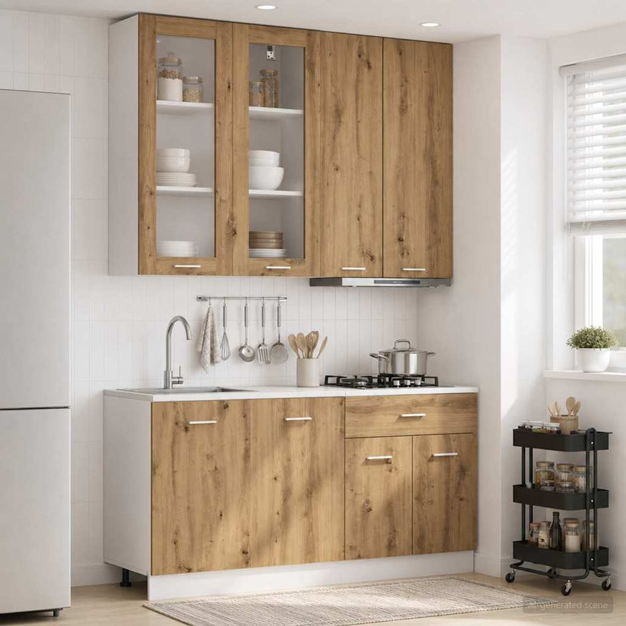 Keukenblok LYON 4 pcs Artisanaal eiken Bewerkt hout