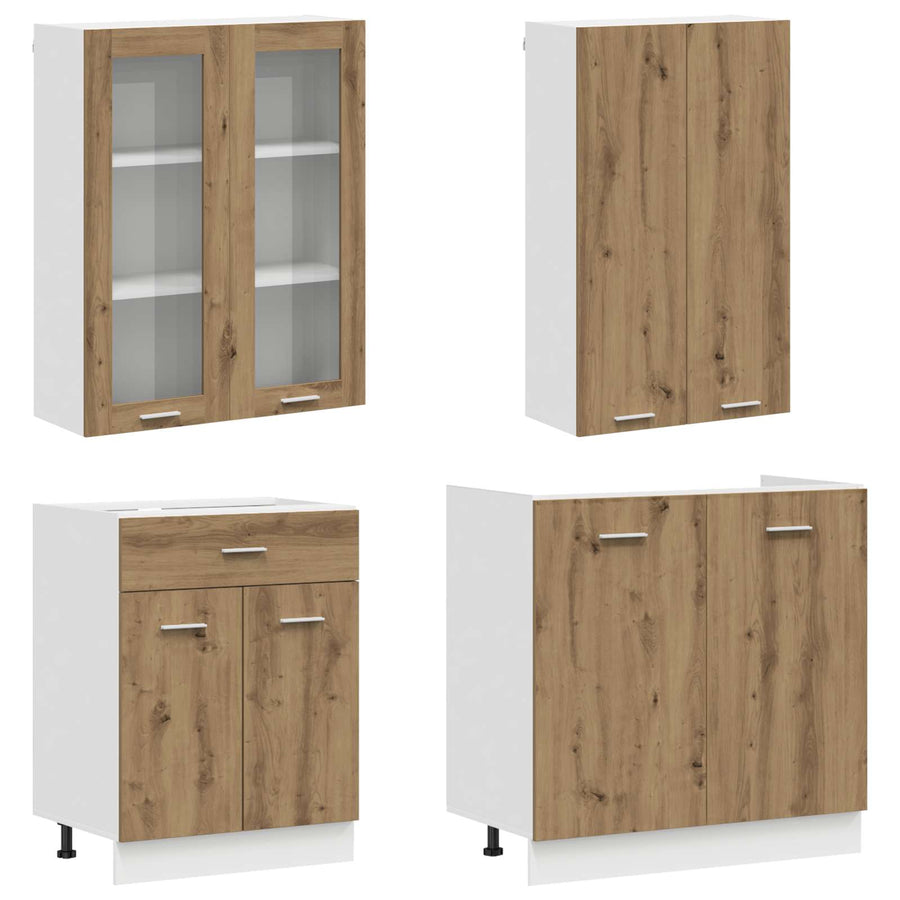 Keukenblok LYON 4 pcs Artisanaal eiken Bewerkt hout