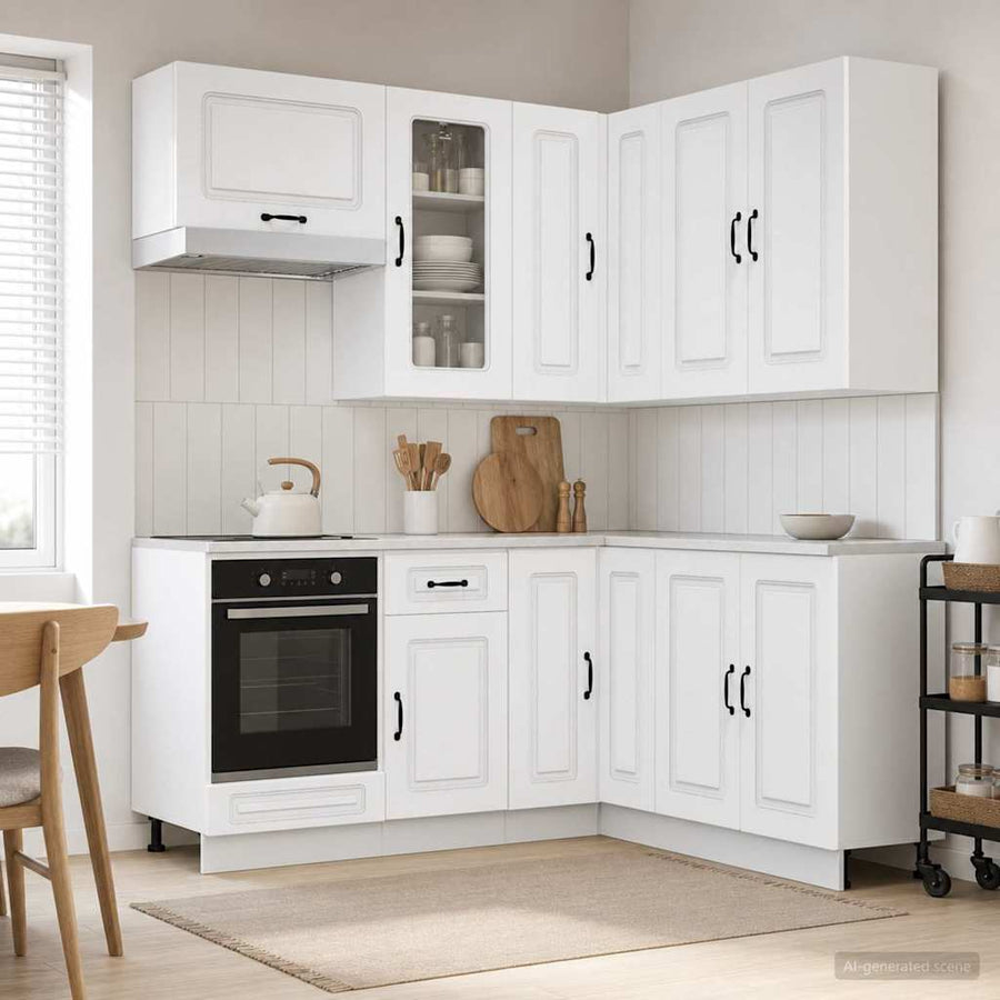 Keukenblok KALMAR 8 pcs Wit Bewerkt hout