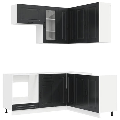 Keukenblok KALMAR 8 pcs Zwart Bewerkt hout