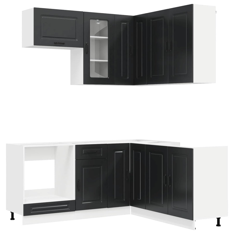 Keukenblok KALMAR 8 pcs Zwart Bewerkt hout