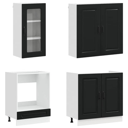 Keukenblok KALMAR 8 pcs Zwart Bewerkt hout