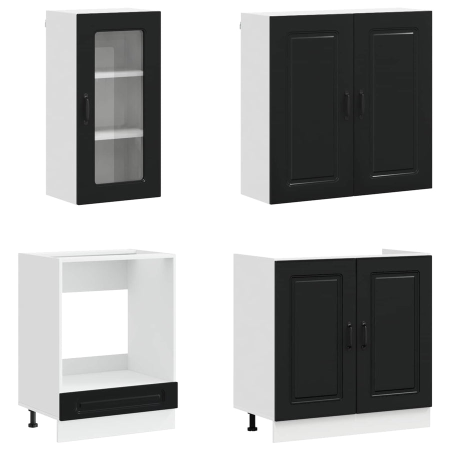 Keukenblok KALMAR 8 pcs Zwart Bewerkt hout