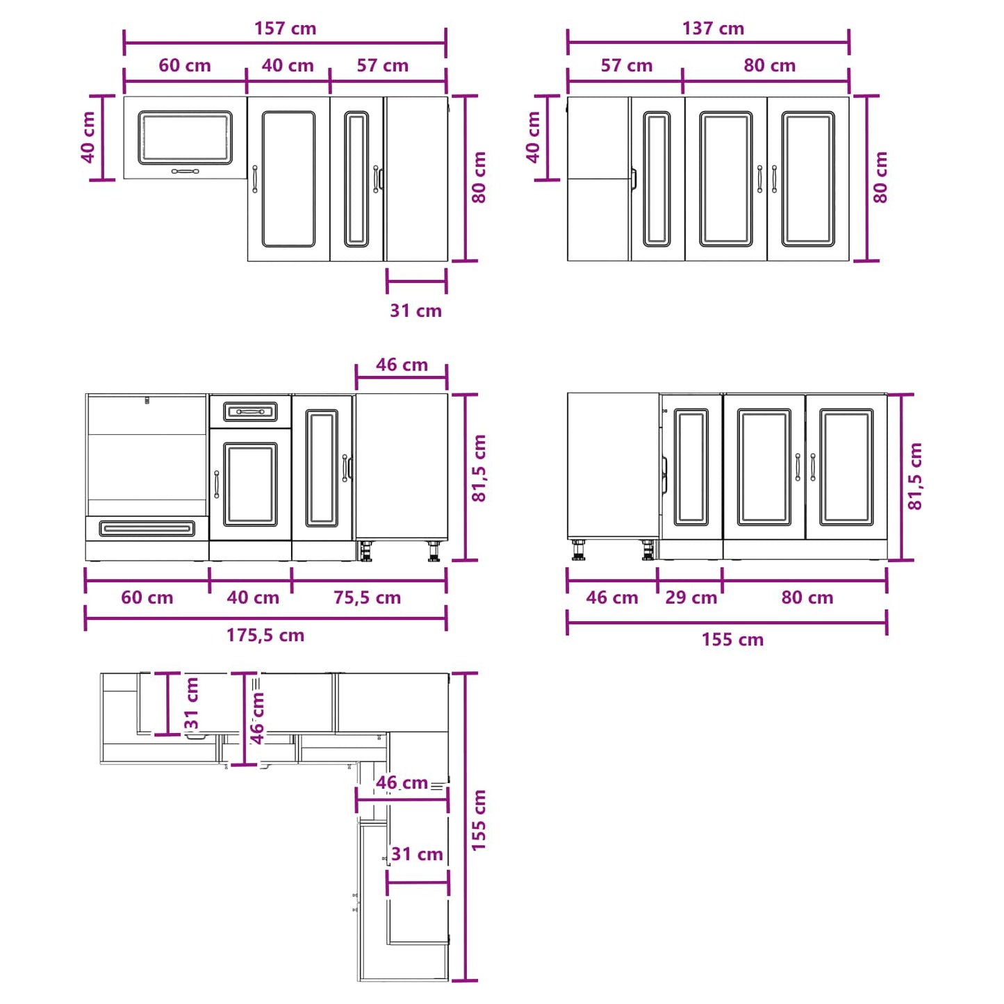Keukenblok KALMAR 8 pcs Sonoma Eiken Bewerkt hout