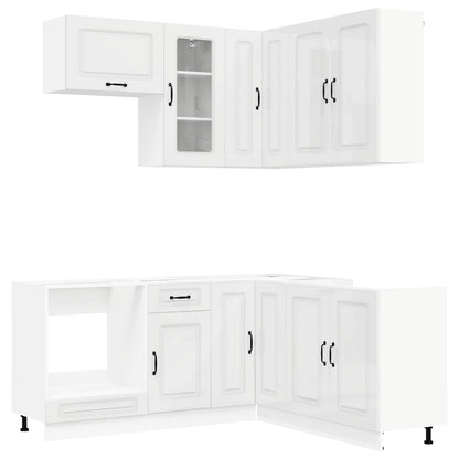 Keukenblok KALMAR 8 pcs Hoogglans Wit Bewerkt hout