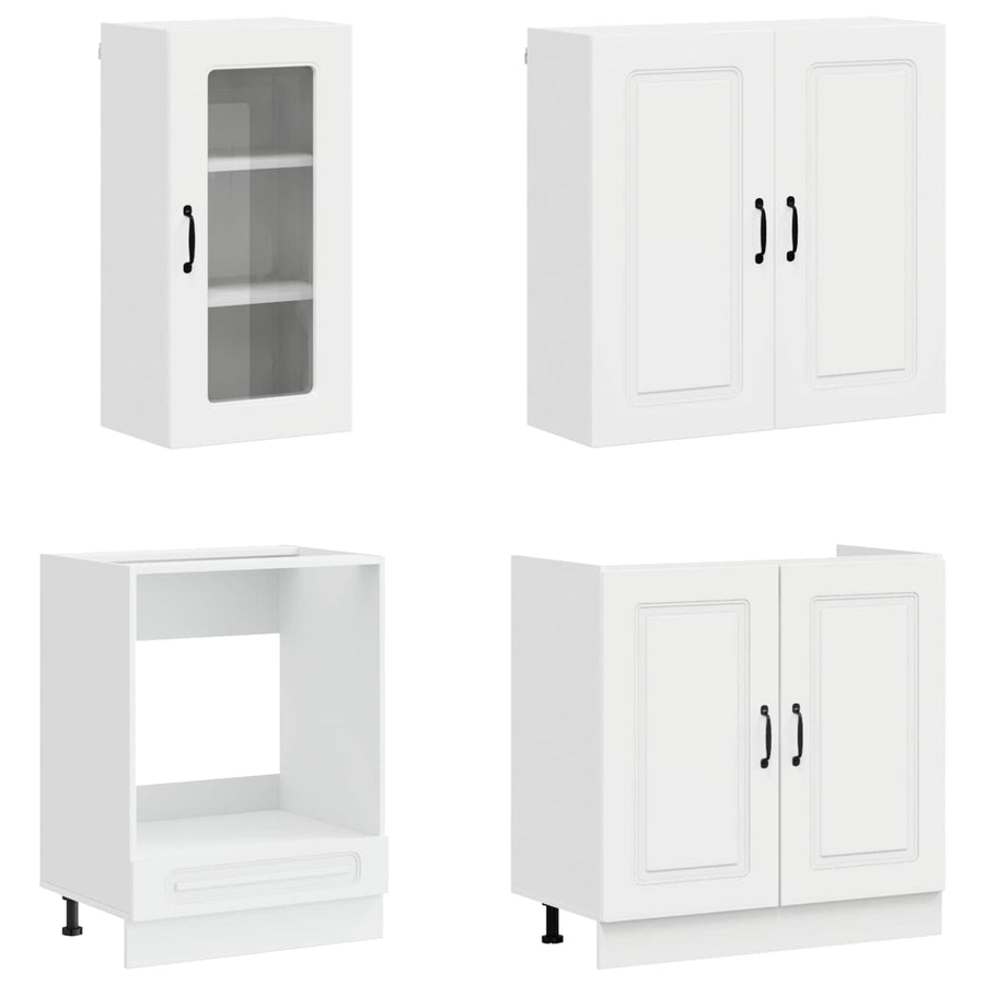 Keukenblok KALMAR 8 pcs Hoogglans Wit Bewerkt hout