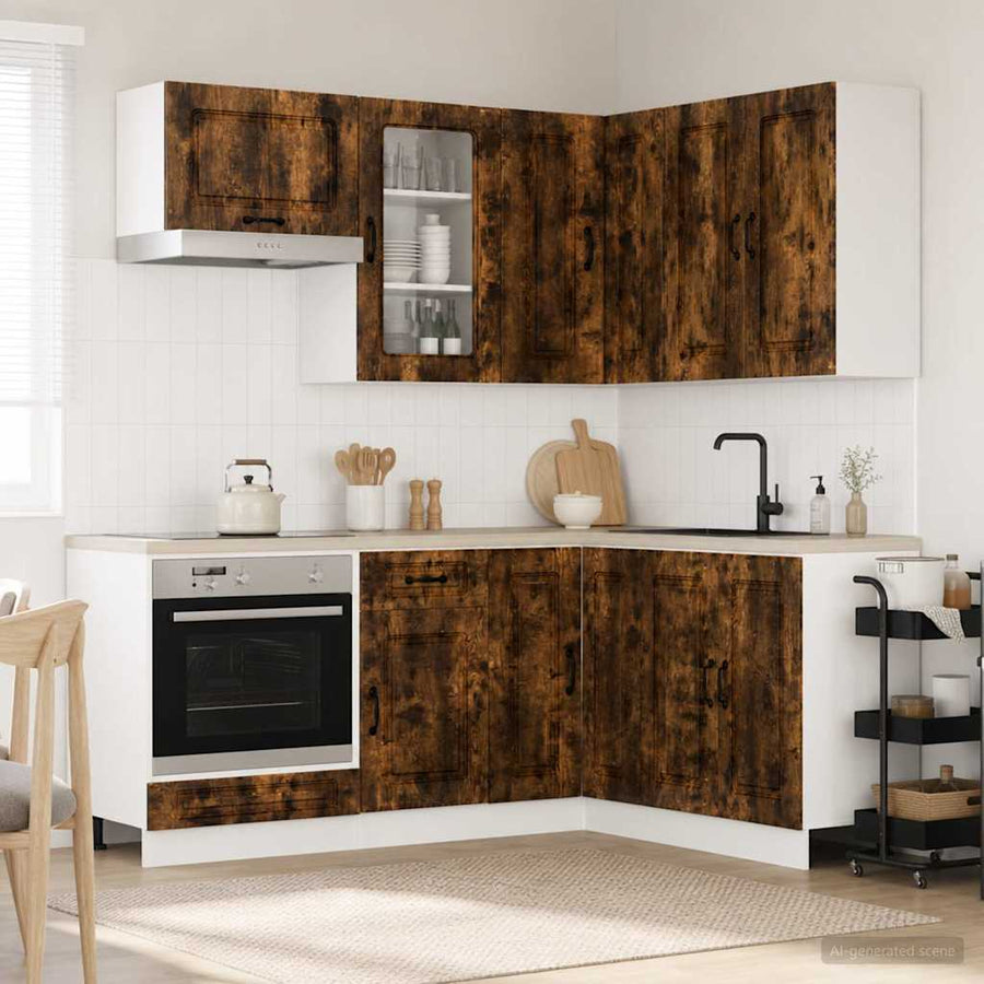 Keukenblok KALMAR 8 pcs Gerookt eiken Bewerkt hout