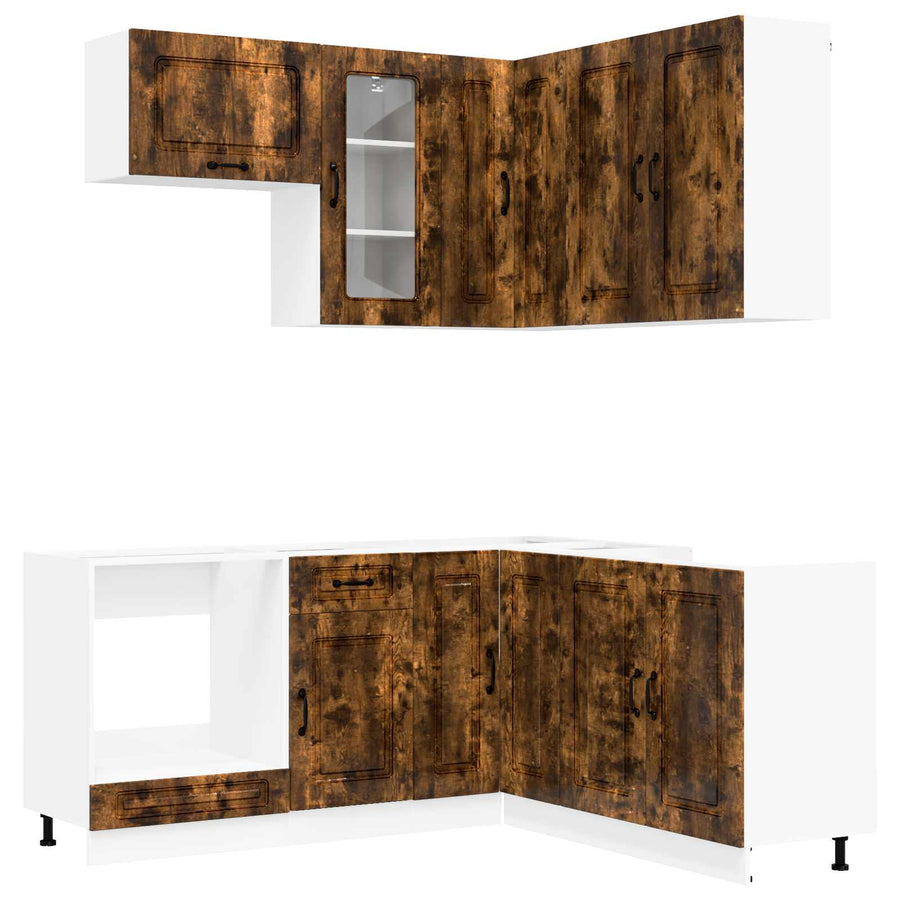 Keukenblok KALMAR 8 pcs Gerookt eiken Bewerkt hout