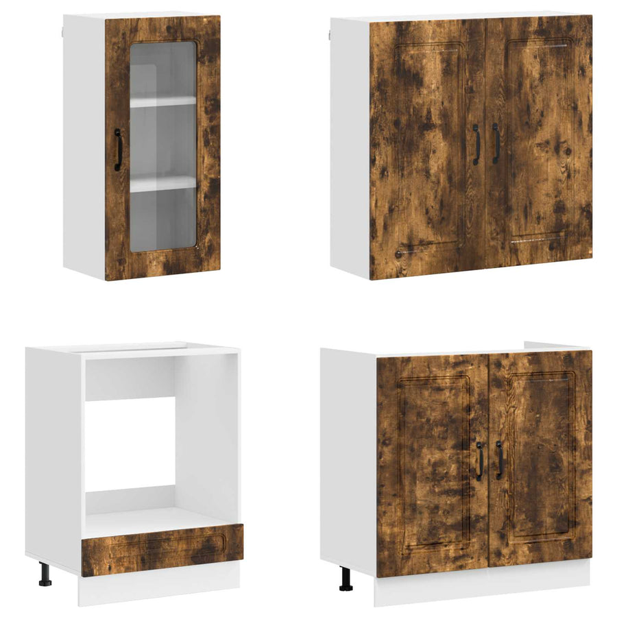 Keukenblok KALMAR 8 pcs Gerookt eiken Bewerkt hout