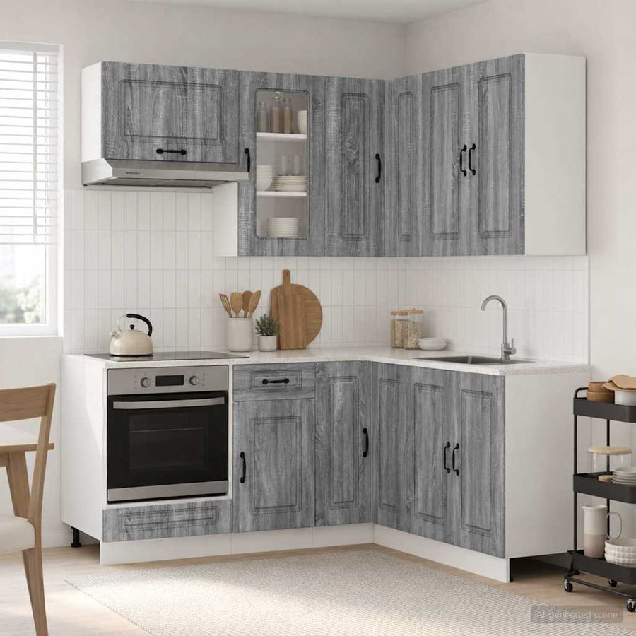 Keukenblok KALMAR 8 pcs Grijs Sonoma Bewerkt hout