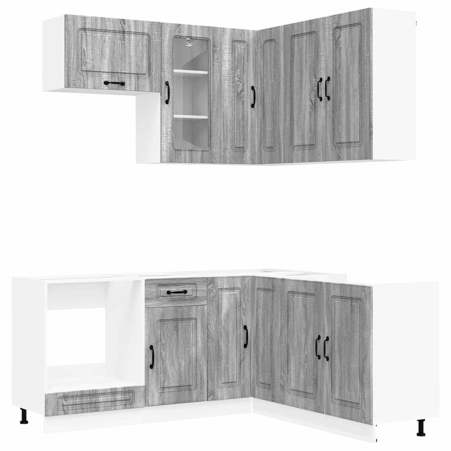 Keukenblok KALMAR 8 pcs Grijs Sonoma Bewerkt hout