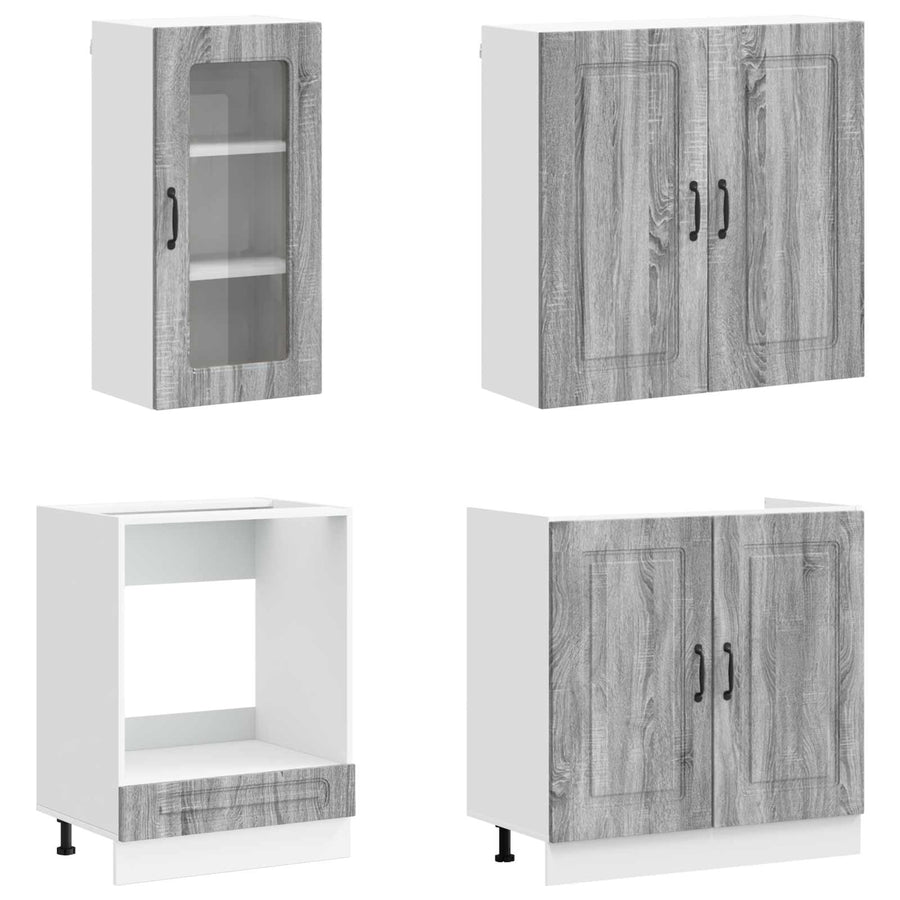 Keukenblok KALMAR 8 pcs Grijs Sonoma Bewerkt hout