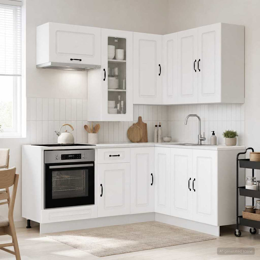 Keukenblok KALMAR 8 pcs Wit Bewerkt hout