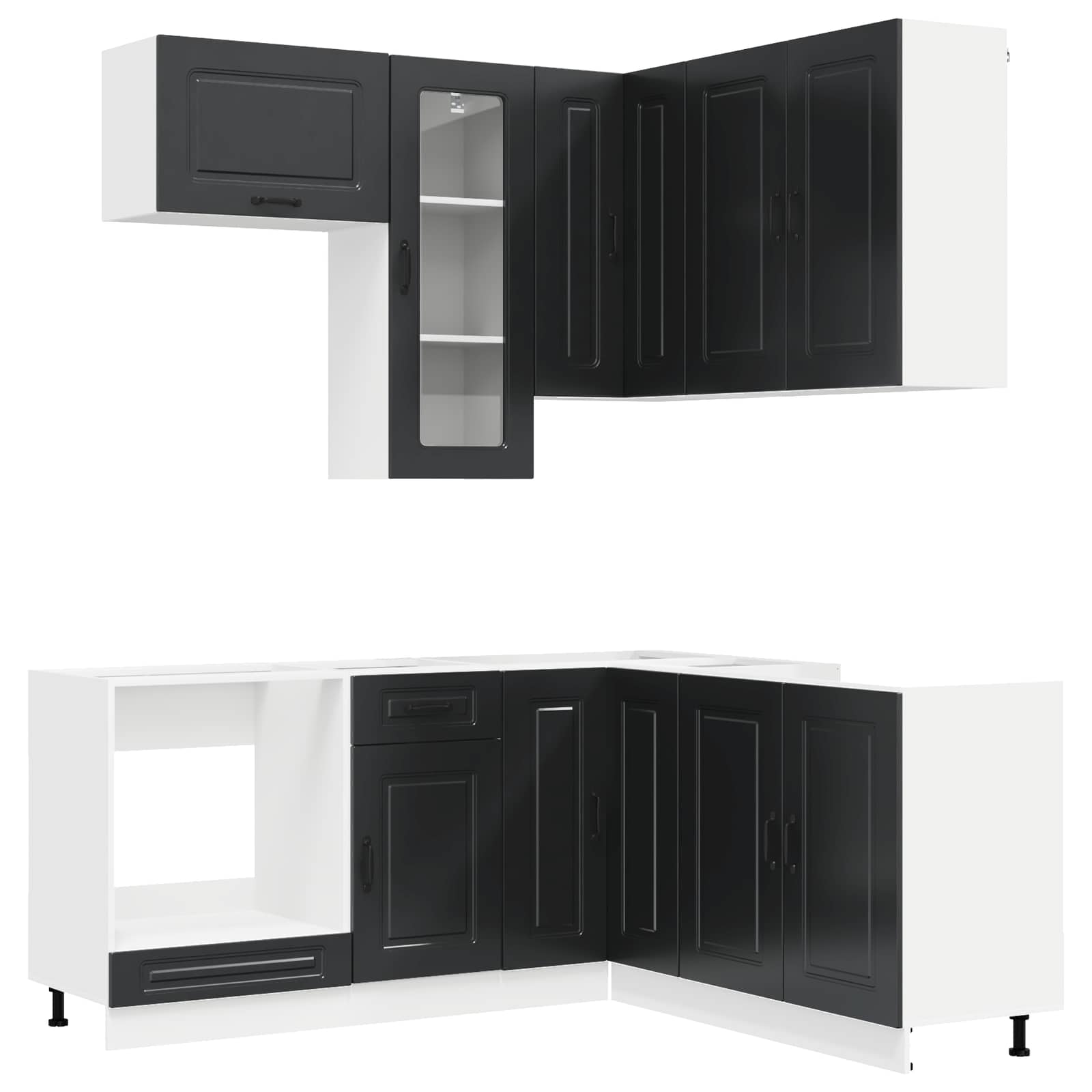 Keukenblok KALMAR 8 pcs Zwart Bewerkt hout