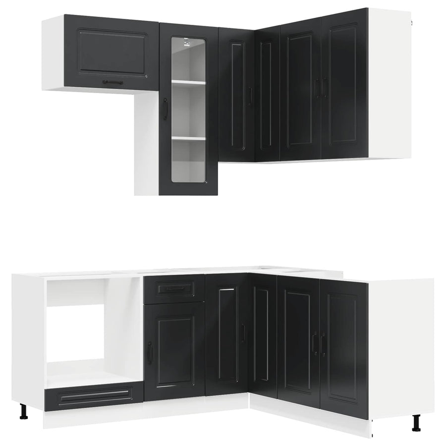 Keukenblok KALMAR 8 pcs Zwart Bewerkt hout