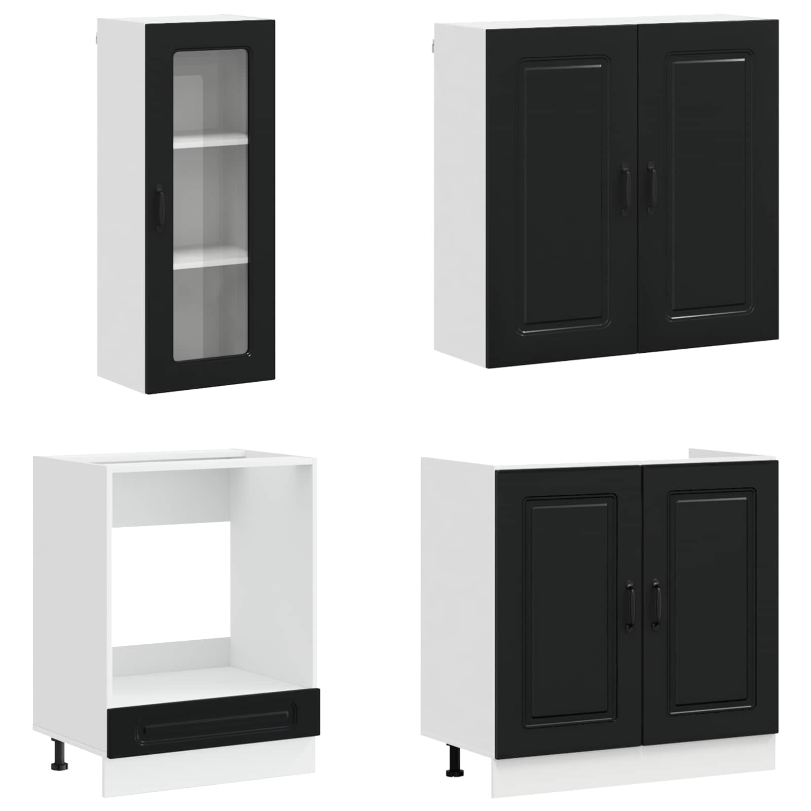 Keukenblok KALMAR 8 pcs Zwart Bewerkt hout