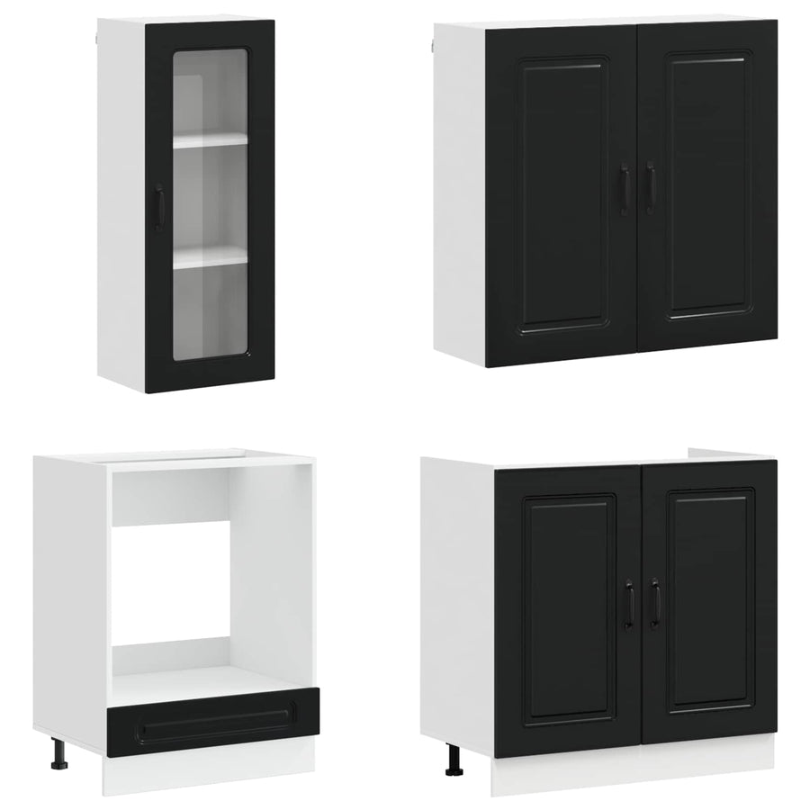 Keukenblok KALMAR 8 pcs Zwart Bewerkt hout