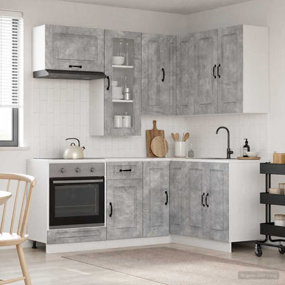 Keukenblok KALMAR 8 pcs Betongrijs Bewerkt hout