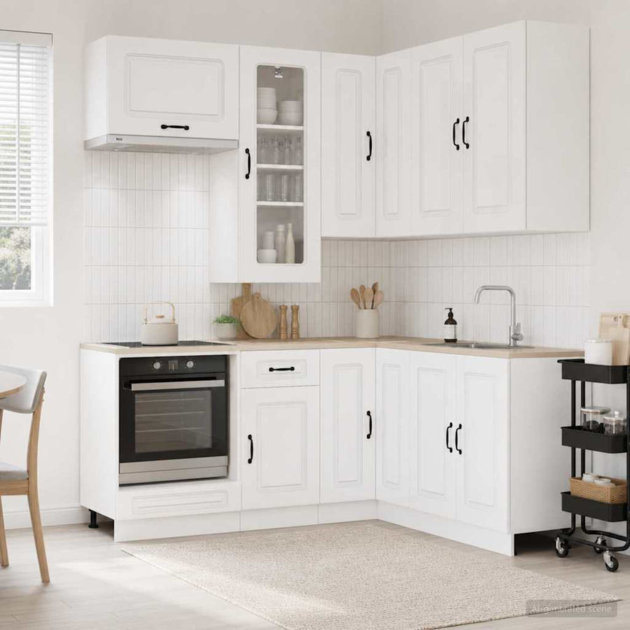 Keukenblok KALMAR 8 pcs Hoogglans Wit Bewerkt hout
