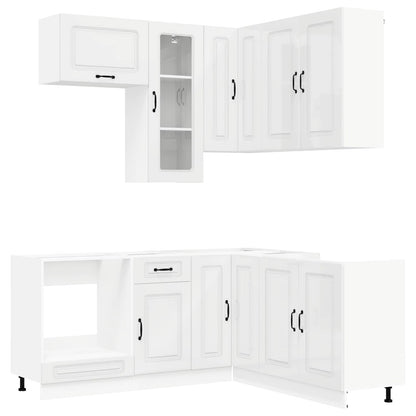 Keukenblok KALMAR 8 pcs Hoogglans Wit Bewerkt hout