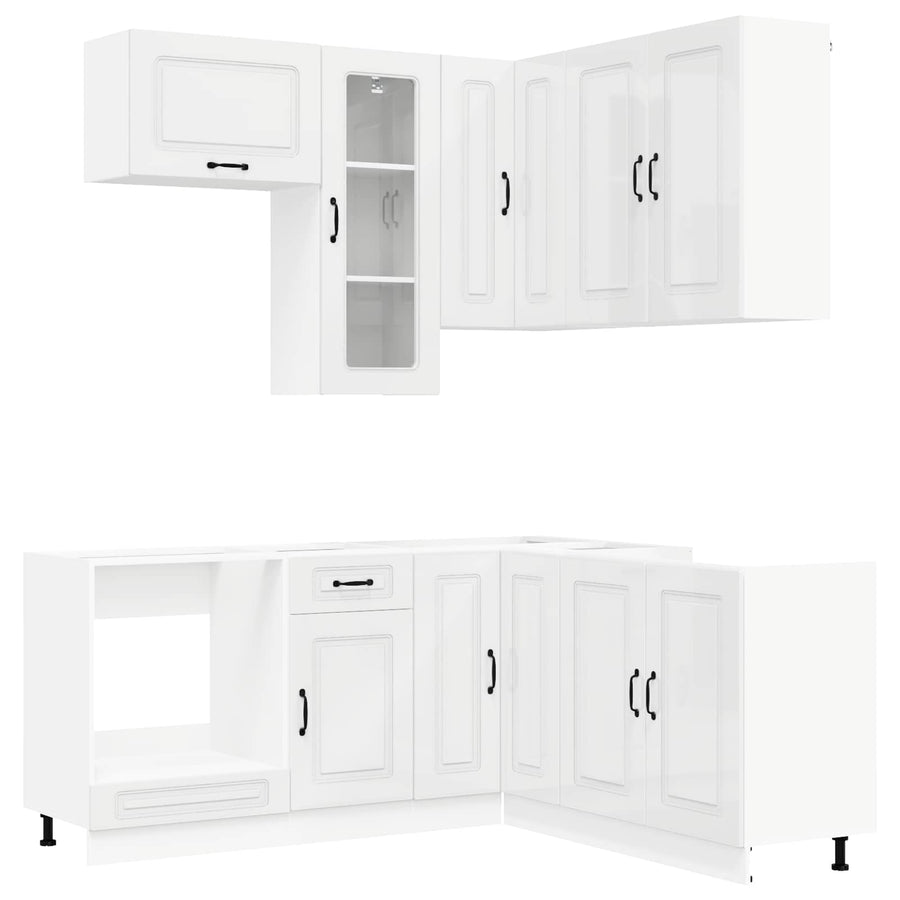 Keukenblok KALMAR 8 pcs Hoogglans Wit Bewerkt hout