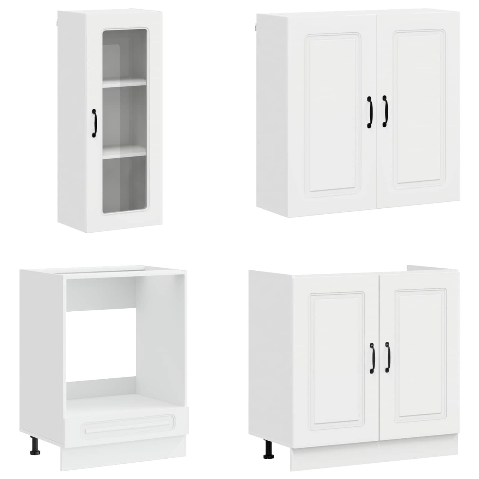 Keukenblok KALMAR 8 pcs Hoogglans Wit Bewerkt hout