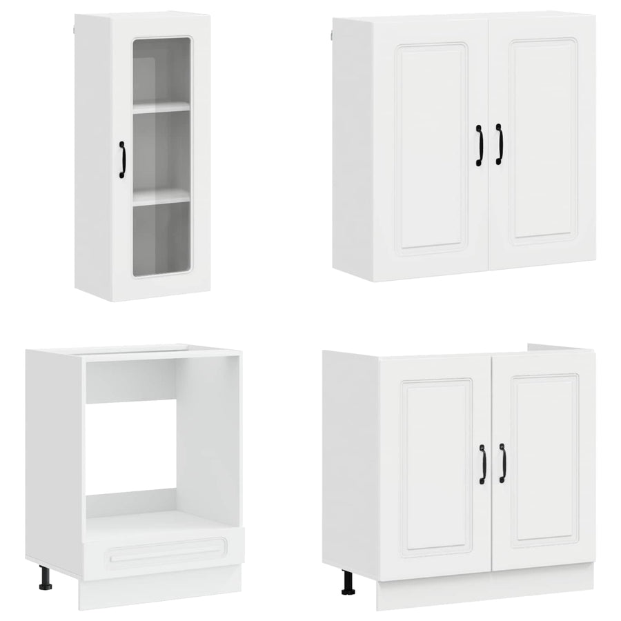 Keukenblok KALMAR 8 pcs Hoogglans Wit Bewerkt hout