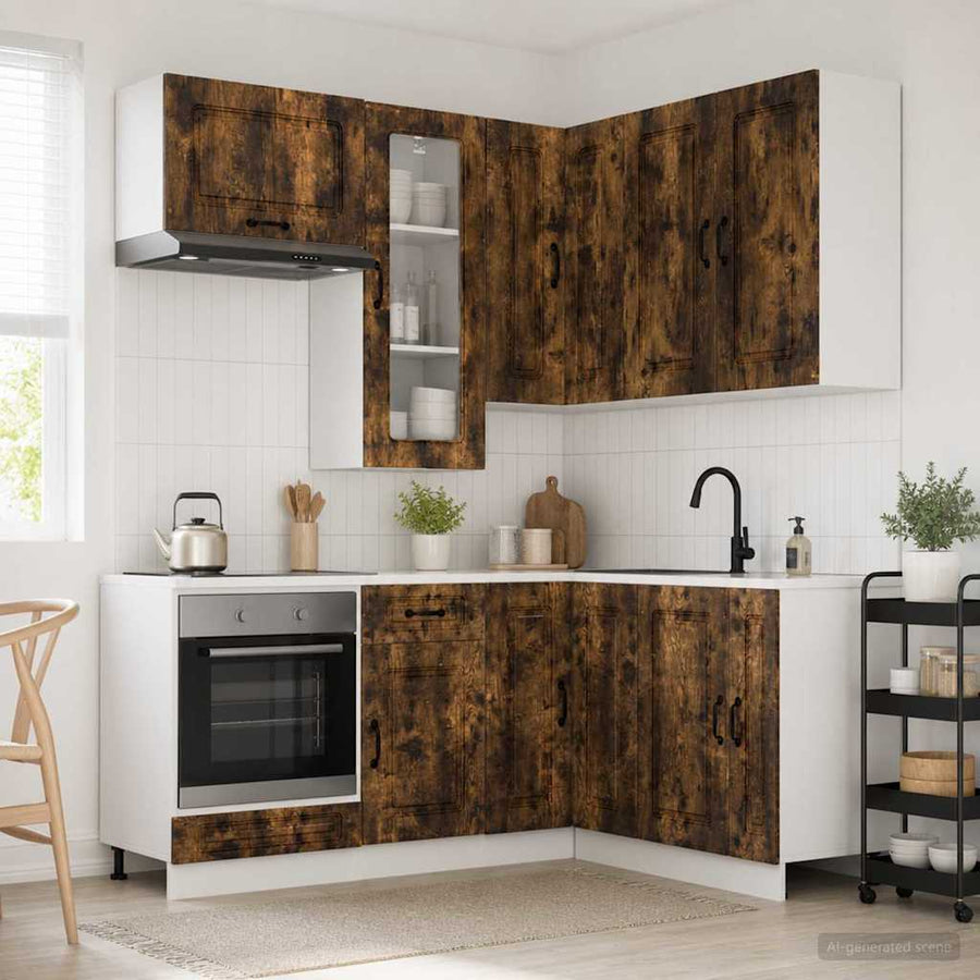 Keukenblok KALMAR 8 pcs Gerookt eiken Bewerkt hout
