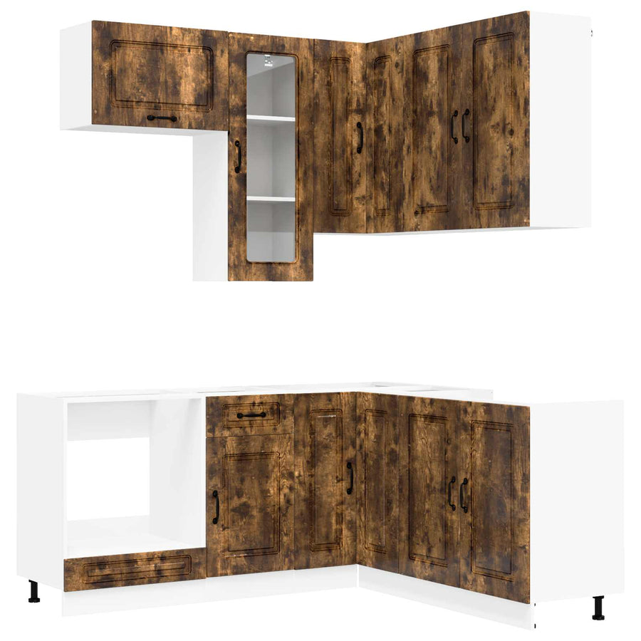 Keukenblok KALMAR 8 pcs Gerookt eiken Bewerkt hout