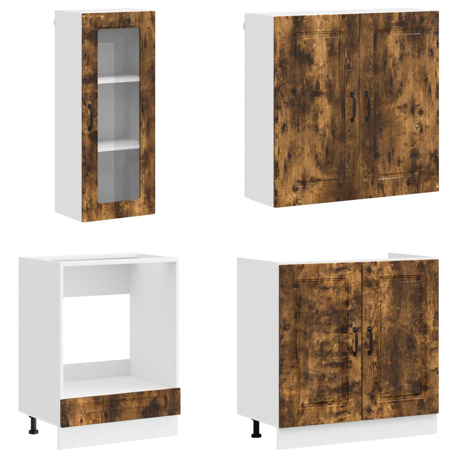 Keukenblok KALMAR 8 pcs Gerookt eiken Bewerkt hout