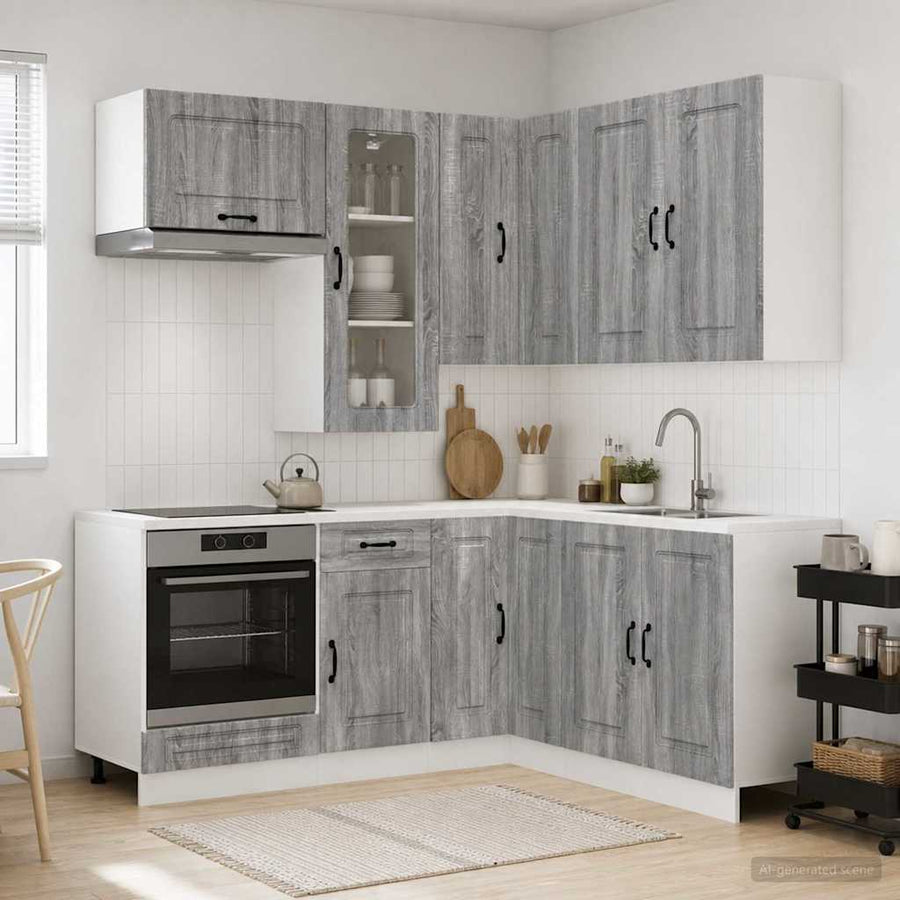 Keukenblok KALMAR 8 pcs Grijs Sonoma Bewerkt hout