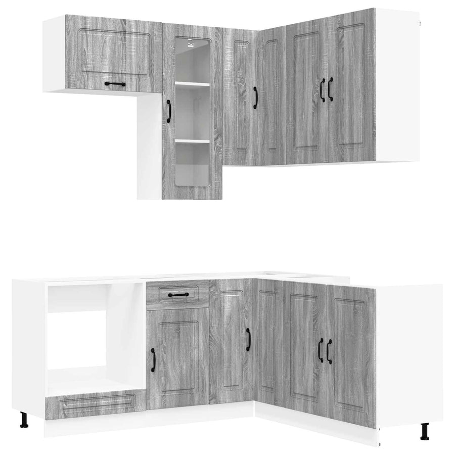 Keukenblok KALMAR 8 pcs Grijs Sonoma Bewerkt hout